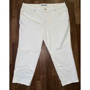 Lands' End White Cropped‎ Jeans Mid Rise Straight Leg Women's Size 24W